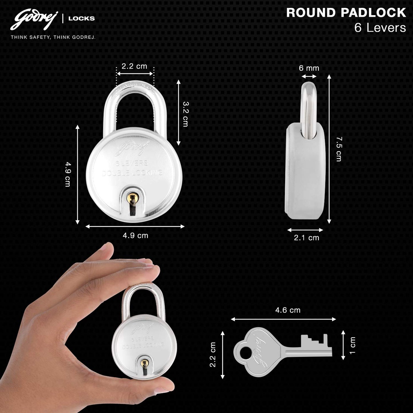 Godrej 50mm Round Padlock