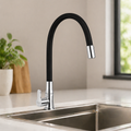 SOMANY Hemel Swan Neck Flexible Spout Kitchen Faucet | Silicone Neck |  Black