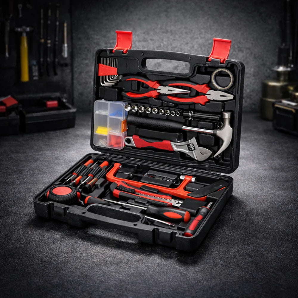 LINK Prabal 126-Piece DIY Hand Tool Kit – Complete Home Repair Tool Set with Wrench, Pliers, Screwdrivers, Hacksaw, Hardware Accessories & Storage Case