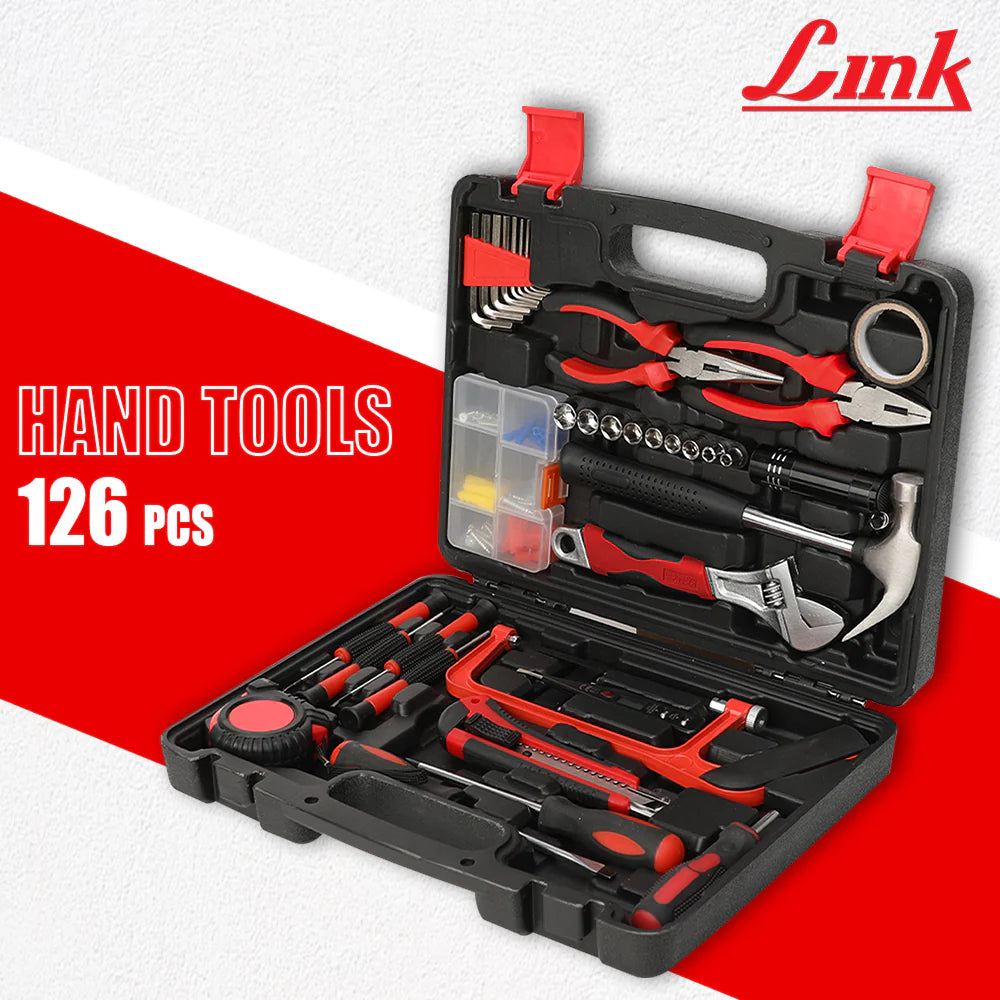LINK Prabal 126-Piece DIY Hand Tool Kit – Complete Home Repair Tool Set with Wrench, Pliers, Screwdrivers, Hacksaw, Hardware Accessories & Storage Case