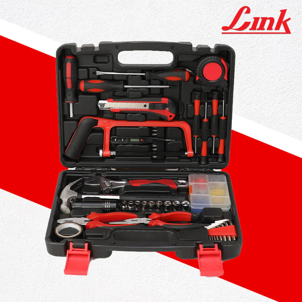 LINK Prabal 126-Piece DIY Hand Tool Kit – Complete Home Repair Tool Set with Wrench, Pliers, Screwdrivers, Hacksaw, Hardware Accessories & Storage Case