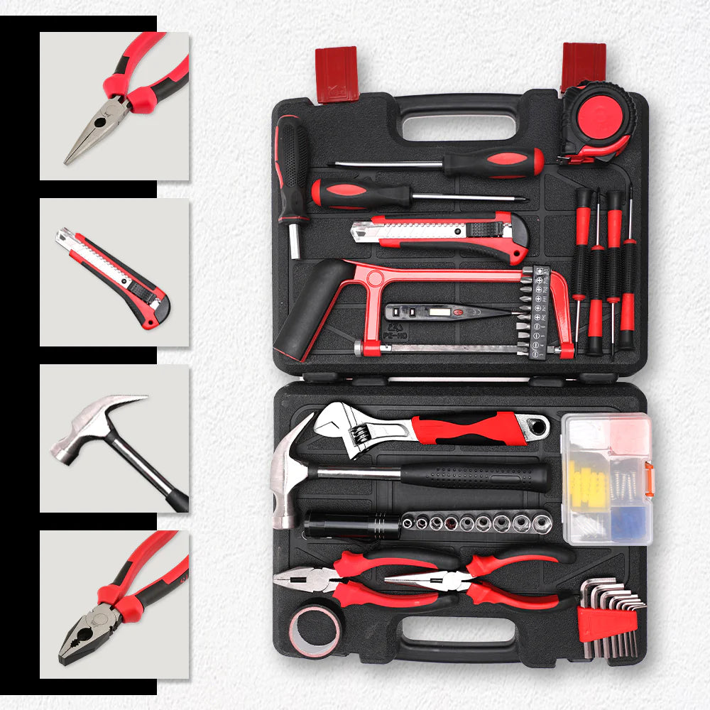 LINK Prabal 126-Piece DIY Hand Tool Kit – Complete Home Repair Tool Set with Wrench, Pliers, Screwdrivers, Hacksaw, Hardware Accessories & Storage Case