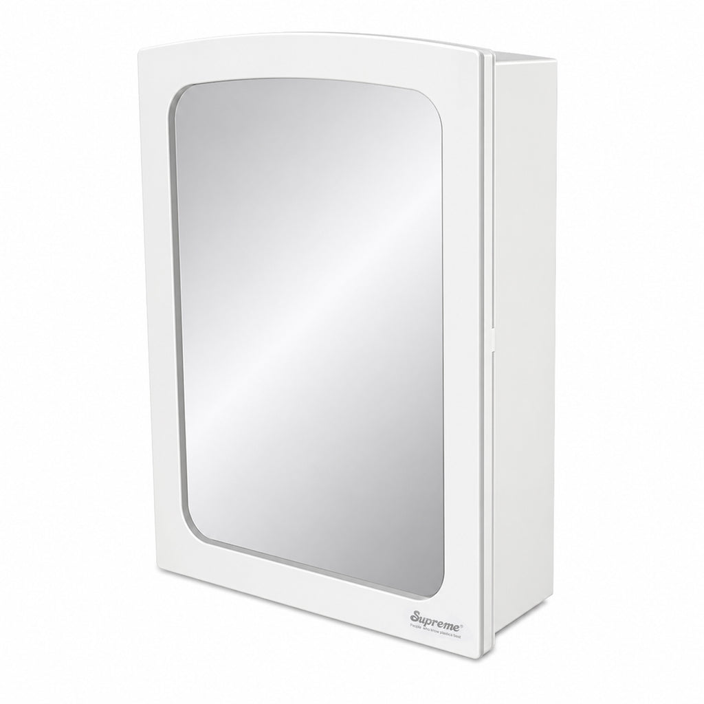 Supreme Photon Heavy PVC Bathroom Mirror Cabinet | Wall Mounted Storage Cabinet with Mirror | Spacious Compartments | White Finish