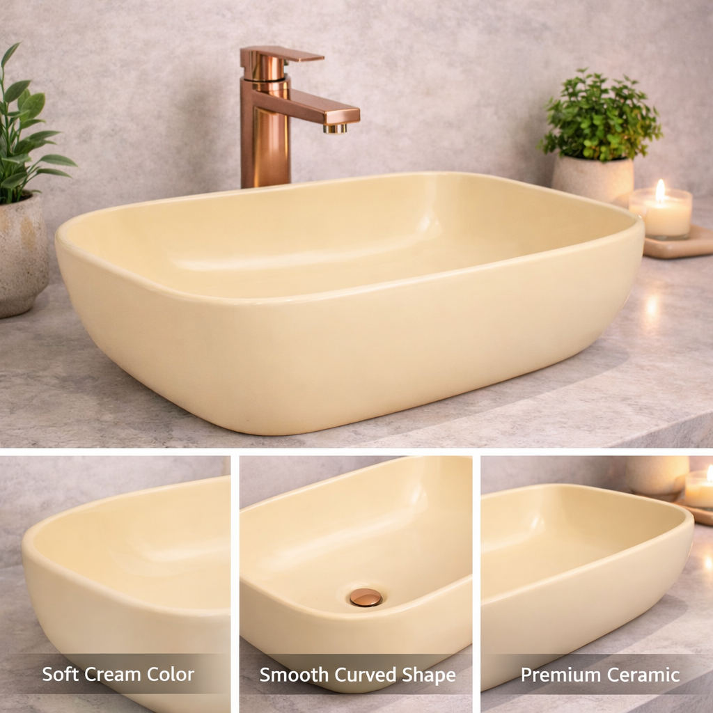 Somany Velena Art Basin Table Top - Matte Cream
