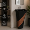 Clayware Porche 001 Premium Black Ceramic Full Pedestal Wash Basin