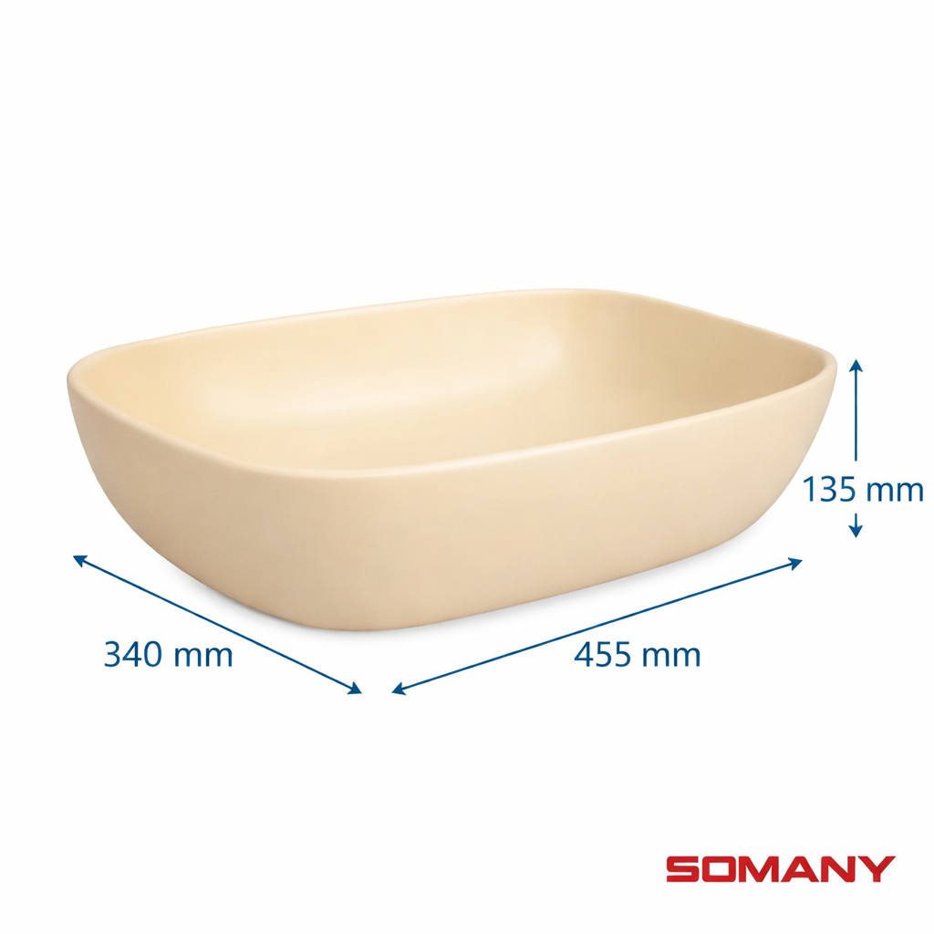 Somany Velena Art Basin Table Top - Matte Cream