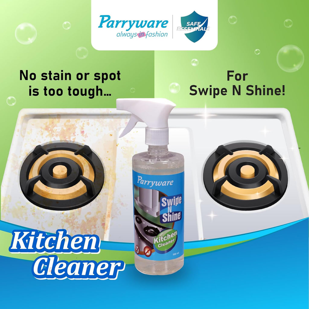 Parryware Swipe N Shine Kitchen Cleaner Spray 500ml | Heavy Duty Degreaser | Removes Tough Grease & Stains | Safe Multi-Surface Cleaner for Chimney, Stove, Sink