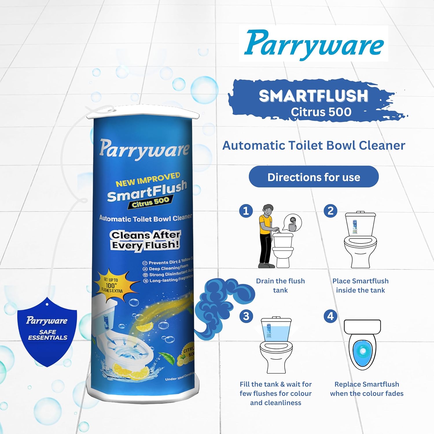 Parryware SmartFlush In-Cistern Automatic Toilet Bowl Cleaner - 500 - 600 Flush