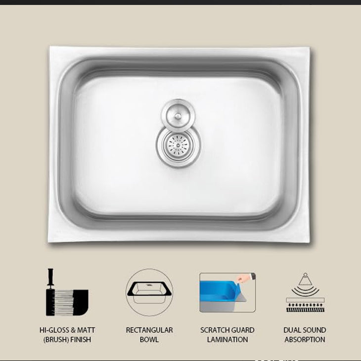 Hindware Kitchen Sink 24x18x8 304 Grade - 25Yrs Warranty