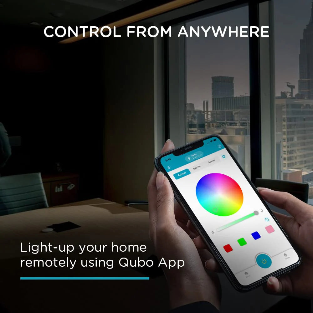Qubo 9W B22 Smart LED Bulb by Hero Group | 16 Million Colors, Wi-Fi & Bluetooth, Alexa & Google Assistant Compatible