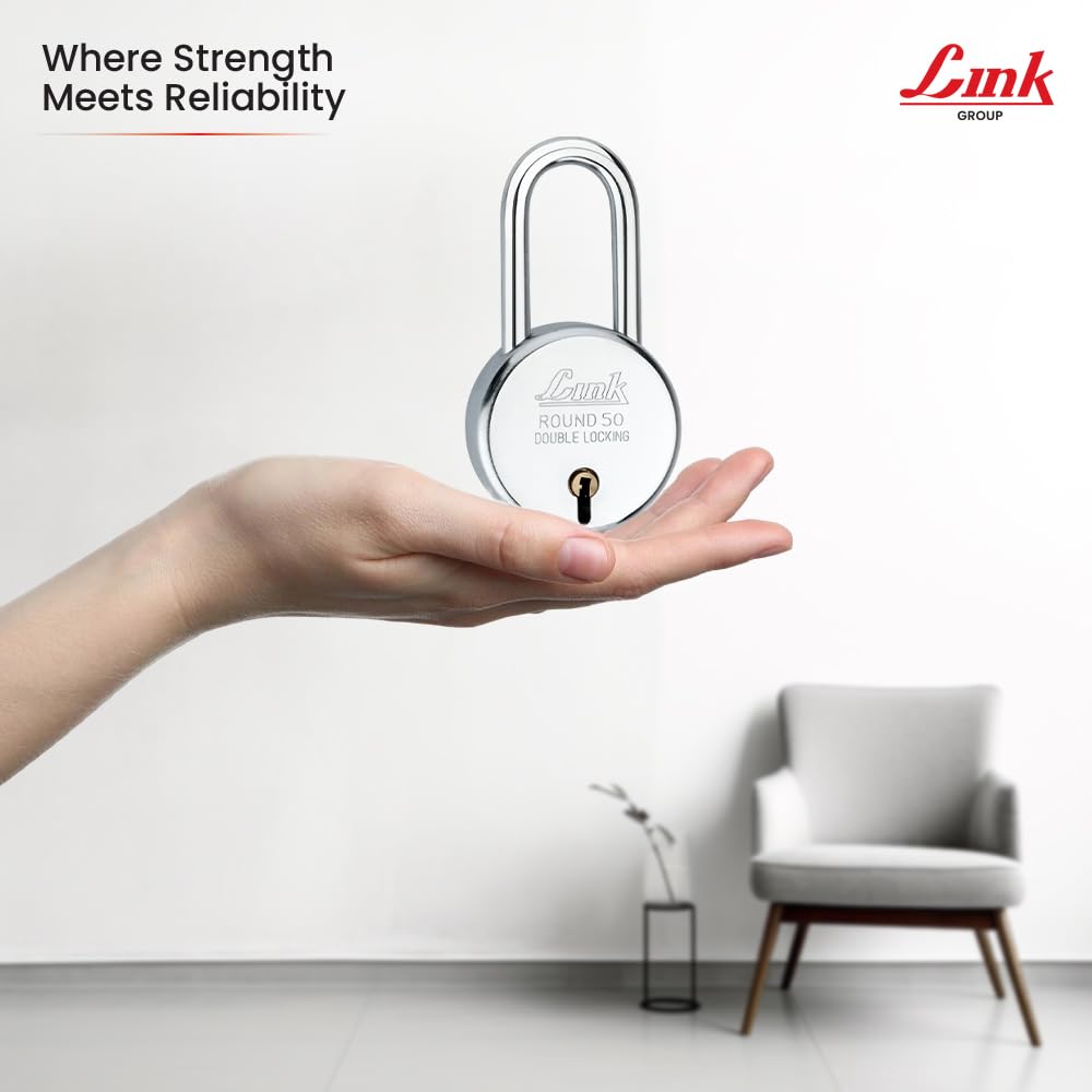 Link Locks Round 50MM Long Shackle Padlock