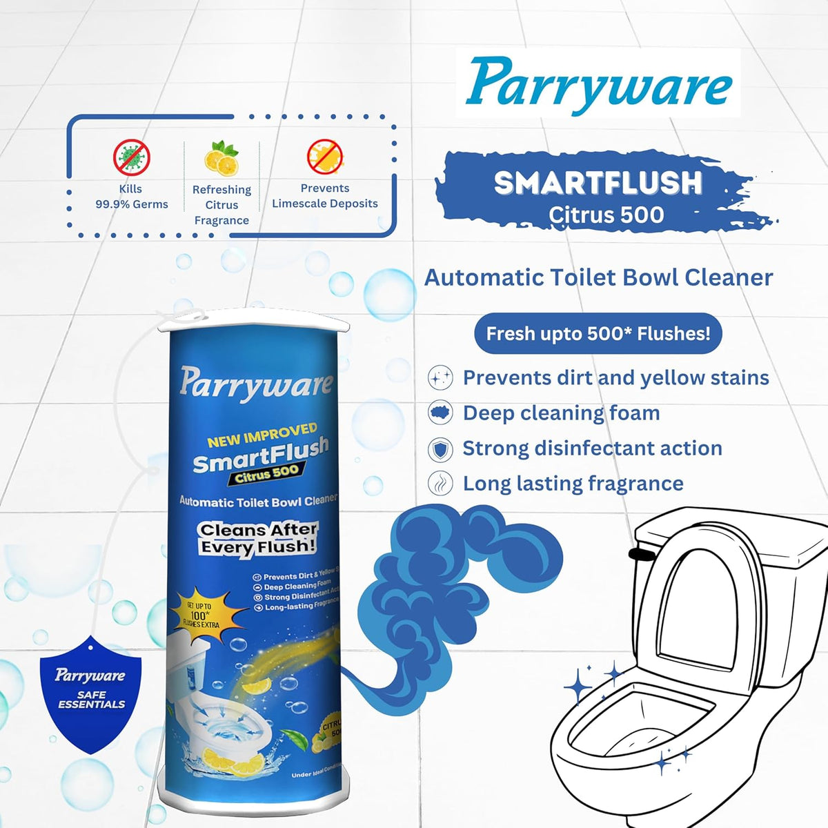 Parryware SmartFlush In-Cistern Automatic Toilet Bowl Cleaner - 500 - 600 Flush