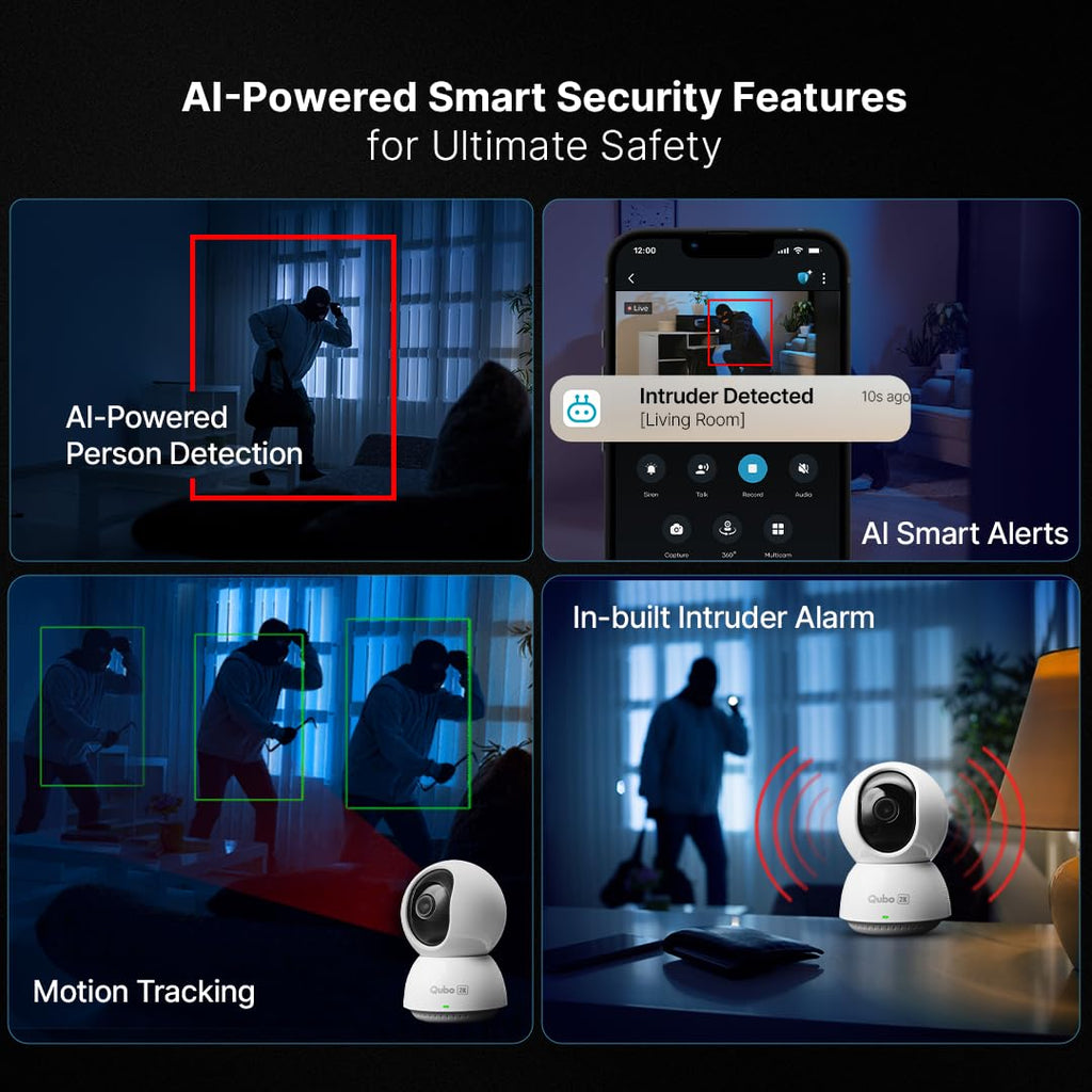 Qubo Smart 360° 4MP Ultra 2K Wi-Fi Security Camera