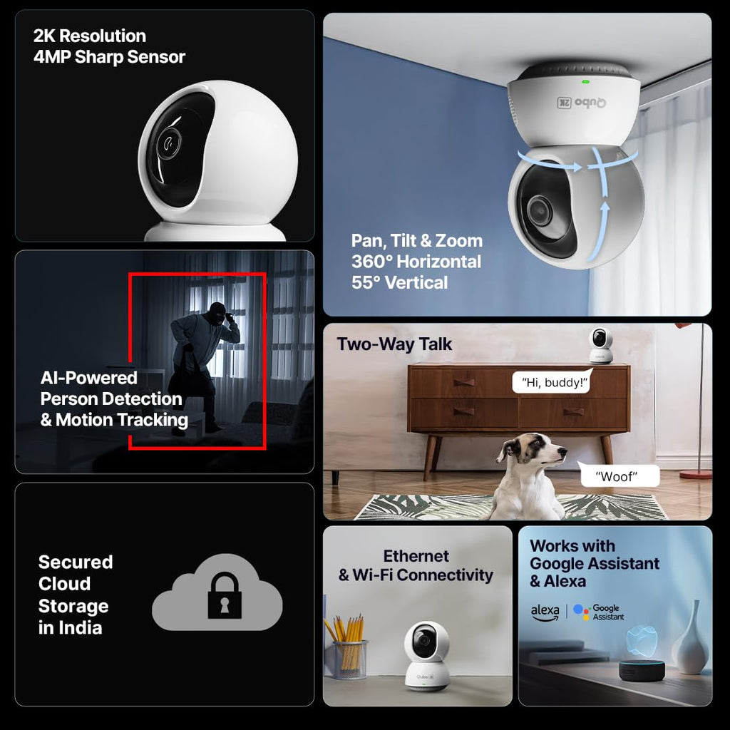 Qubo Smart 360° 4MP Ultra 2K Wi-Fi Security Camera