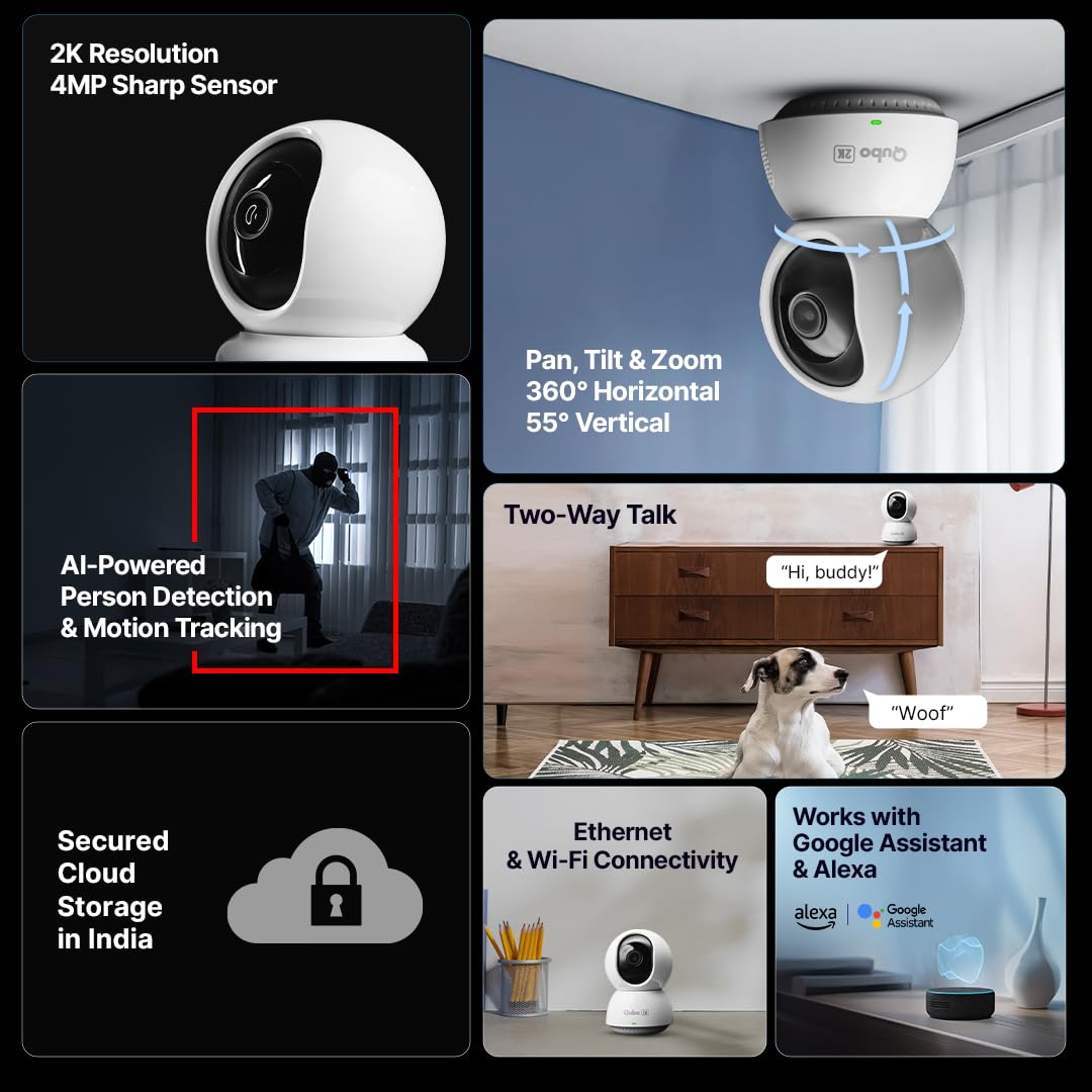 Qubo Smart 360° 4MP Ultra 2K Wi-Fi Security Camera