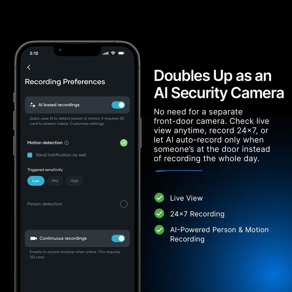 Qubo Smart Wi-Fi Video Doorbell Pro 2K