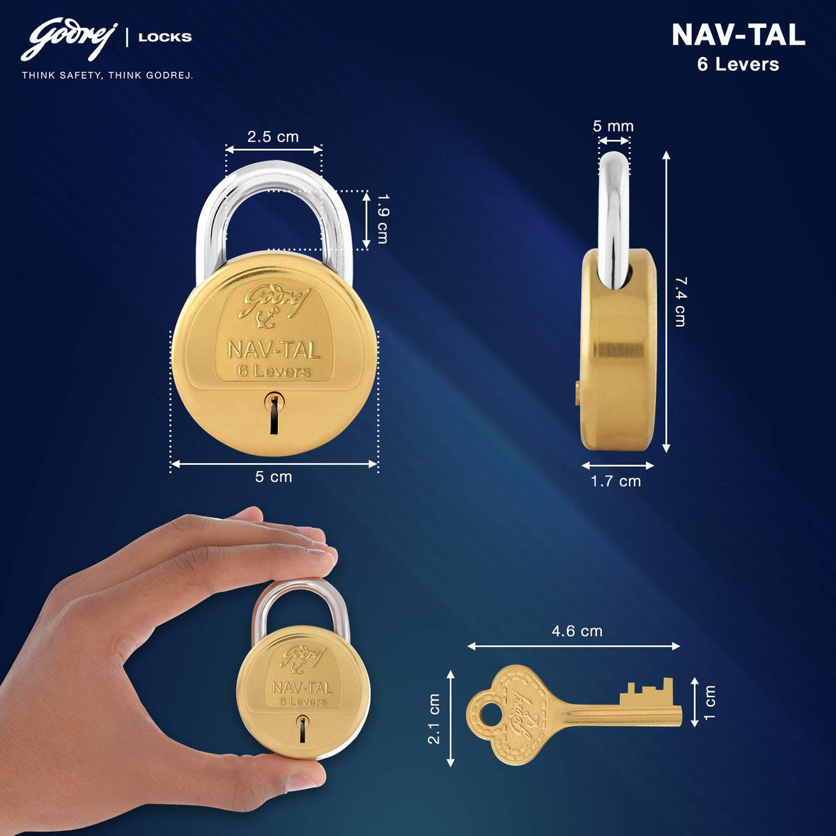 Godrej Navtal 6 Lever Brass Lock