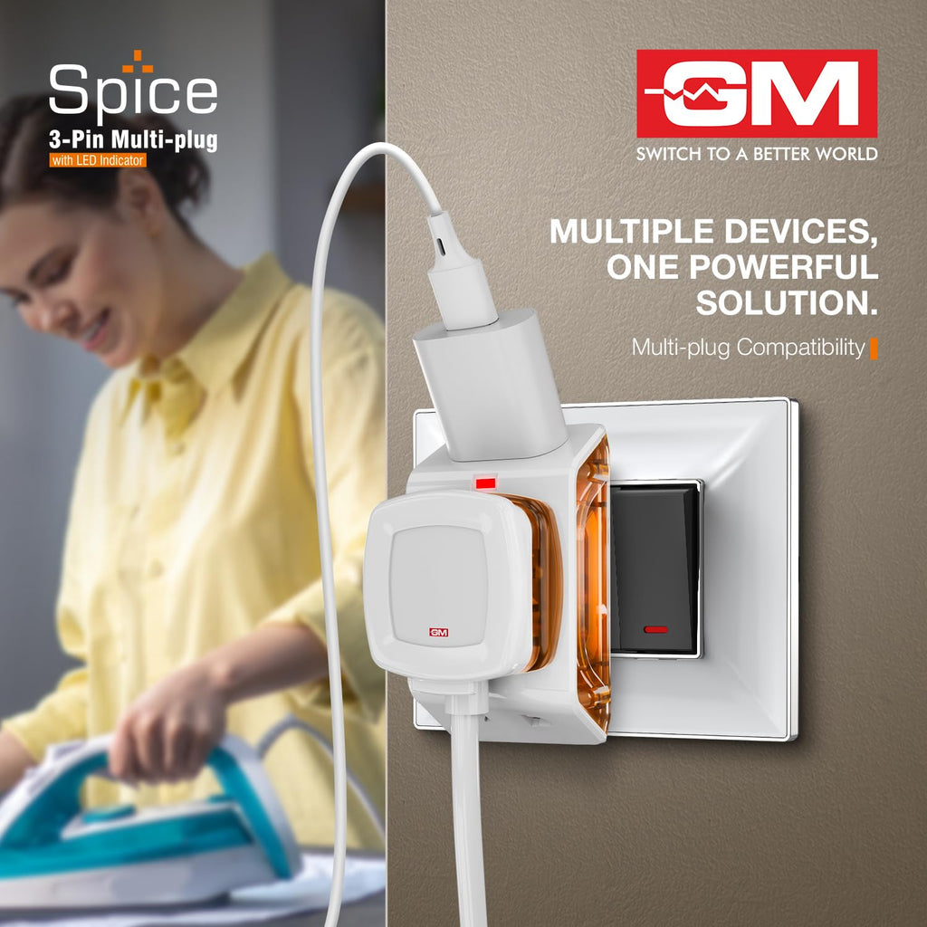 GM 6AMP 3-Pin Multiplug Travel Adapter