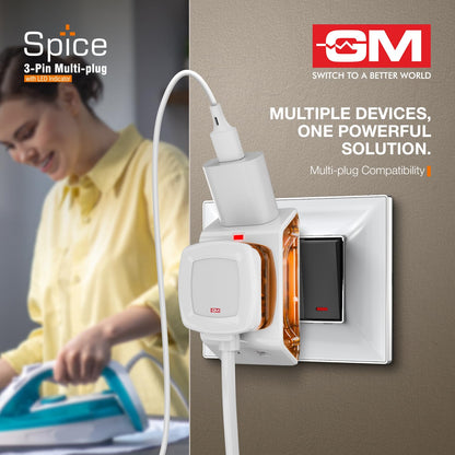 GM 6AMP 3-Pin Multiplug Travel Adapter