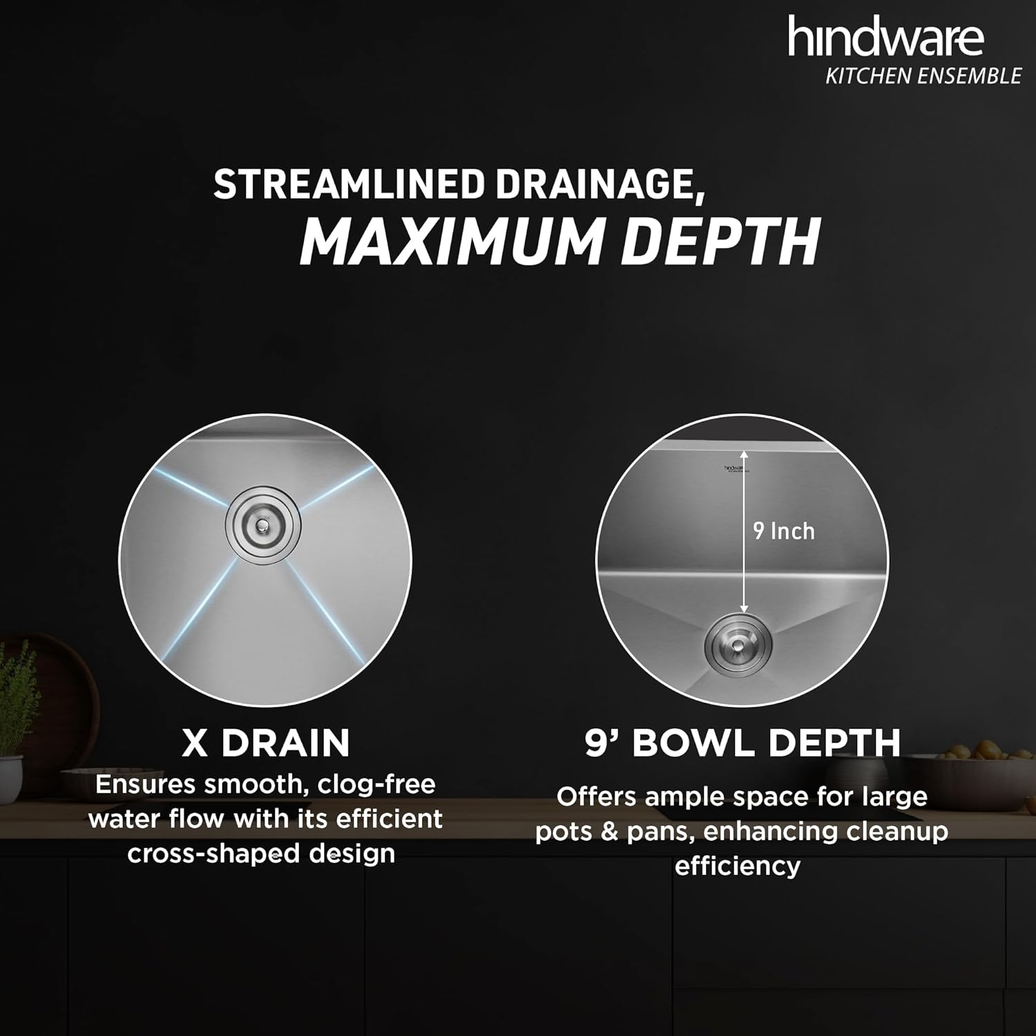 Hindware Domingo Neo Kitchen Sink | 304 Grade | Handmade Single Bowl with Waste Coupling| 25 Years Warranty