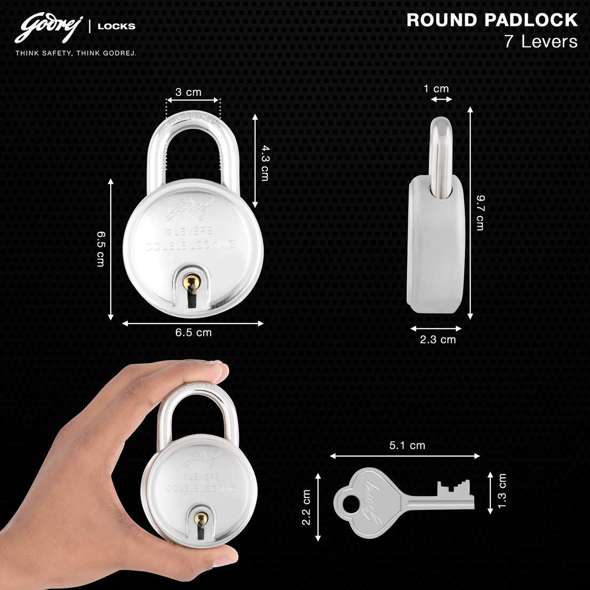 Godrej 7 Lever Round Padlock
