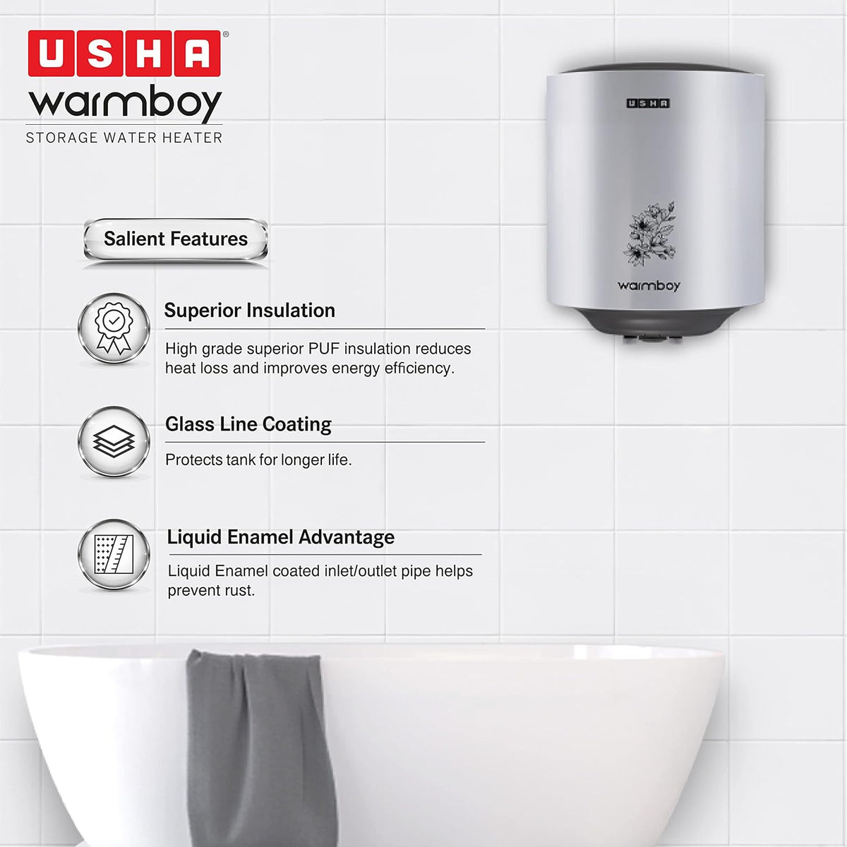 USHA Warmboy 10 Litre Storage Water Heater