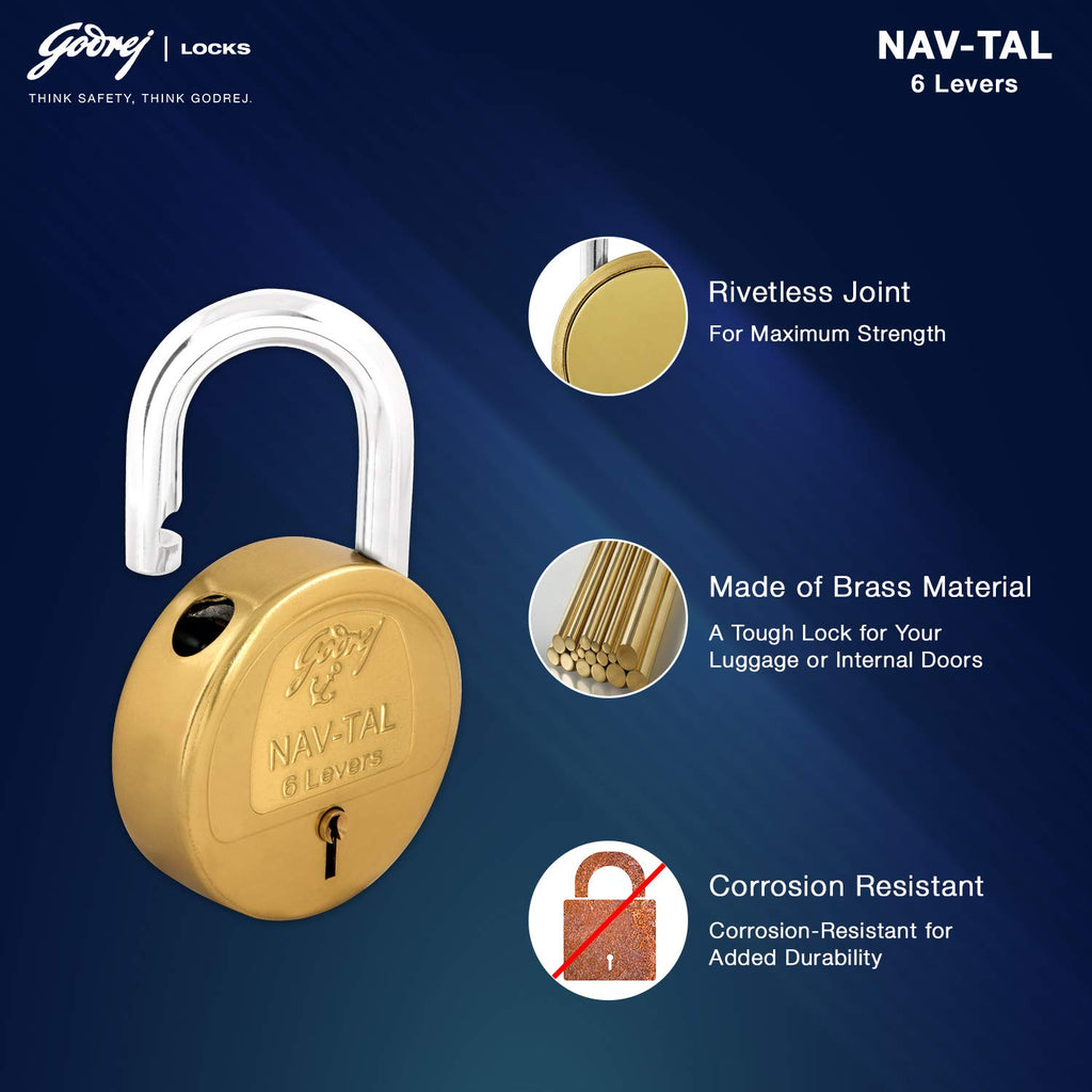 Godrej Navtal 6 Lever Brass Lock