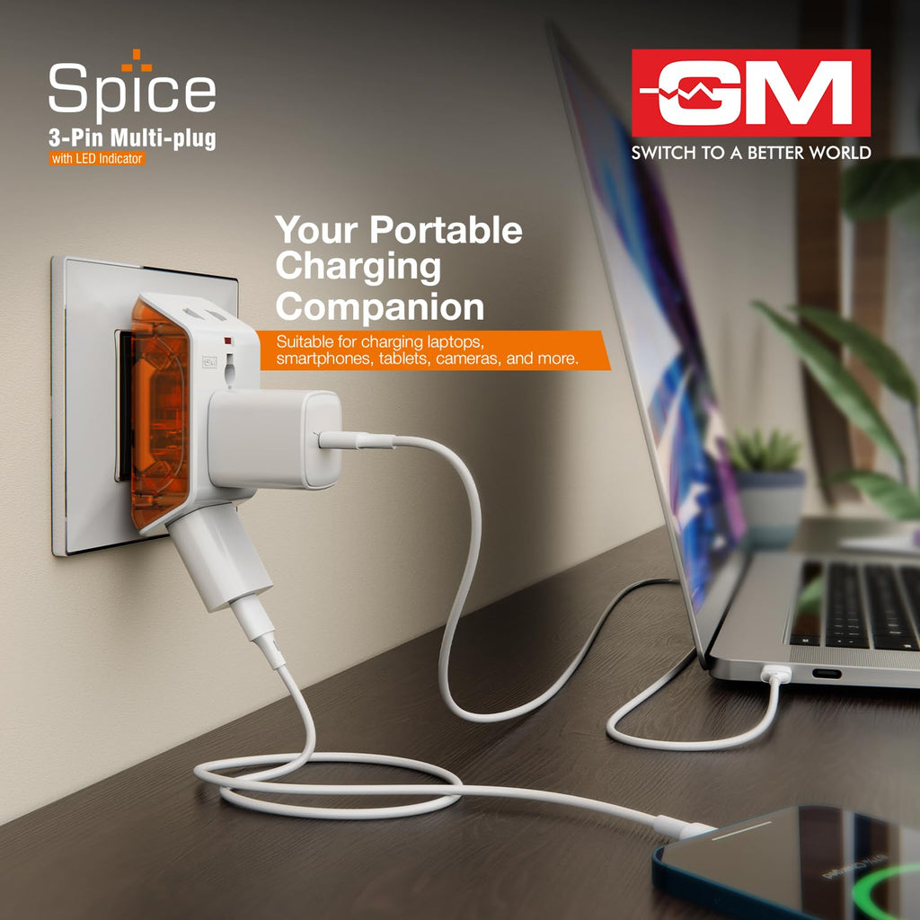 GM 6AMP 3-Pin Multiplug Travel Adapter