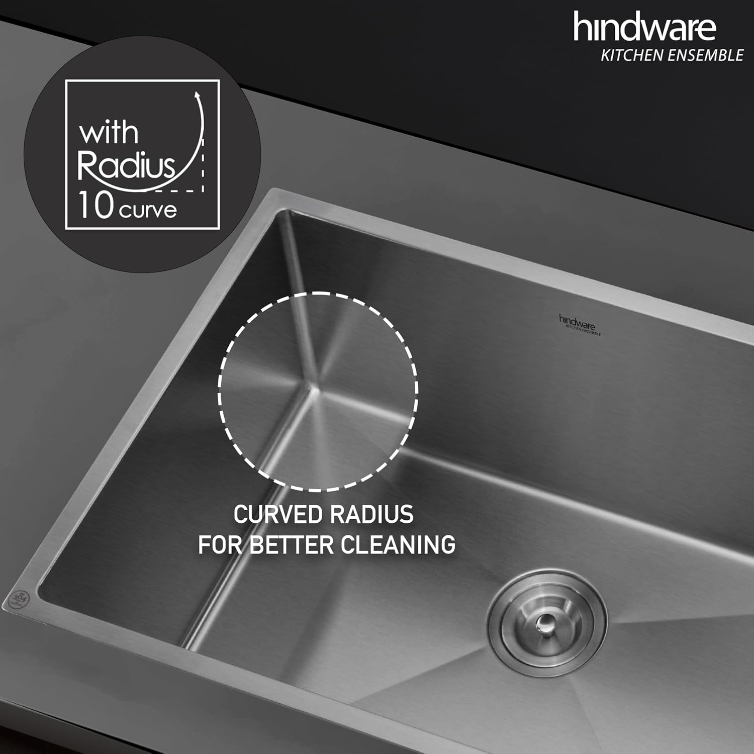 Hindware Domingo Neo Kitchen Sink | 304 Grade | Handmade Single Bowl with Waste Coupling| 25 Years Warranty