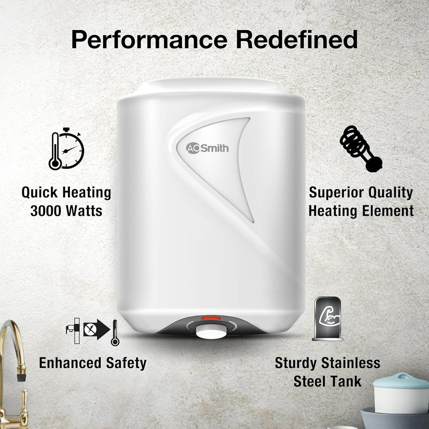 AO Smith 10L 5-Star Vertical Geyser