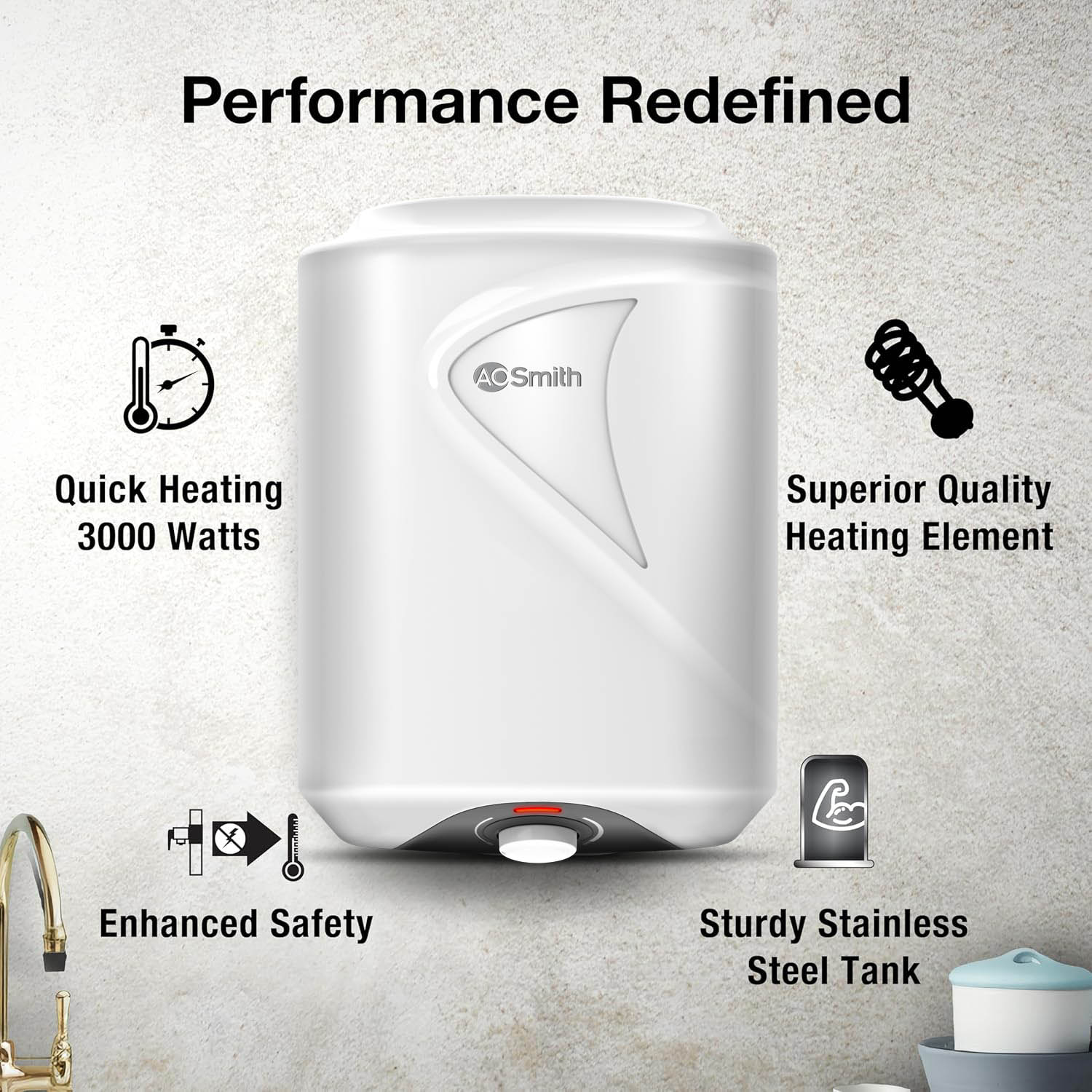 AO Smith 10L 5-Star Vertical Geyser