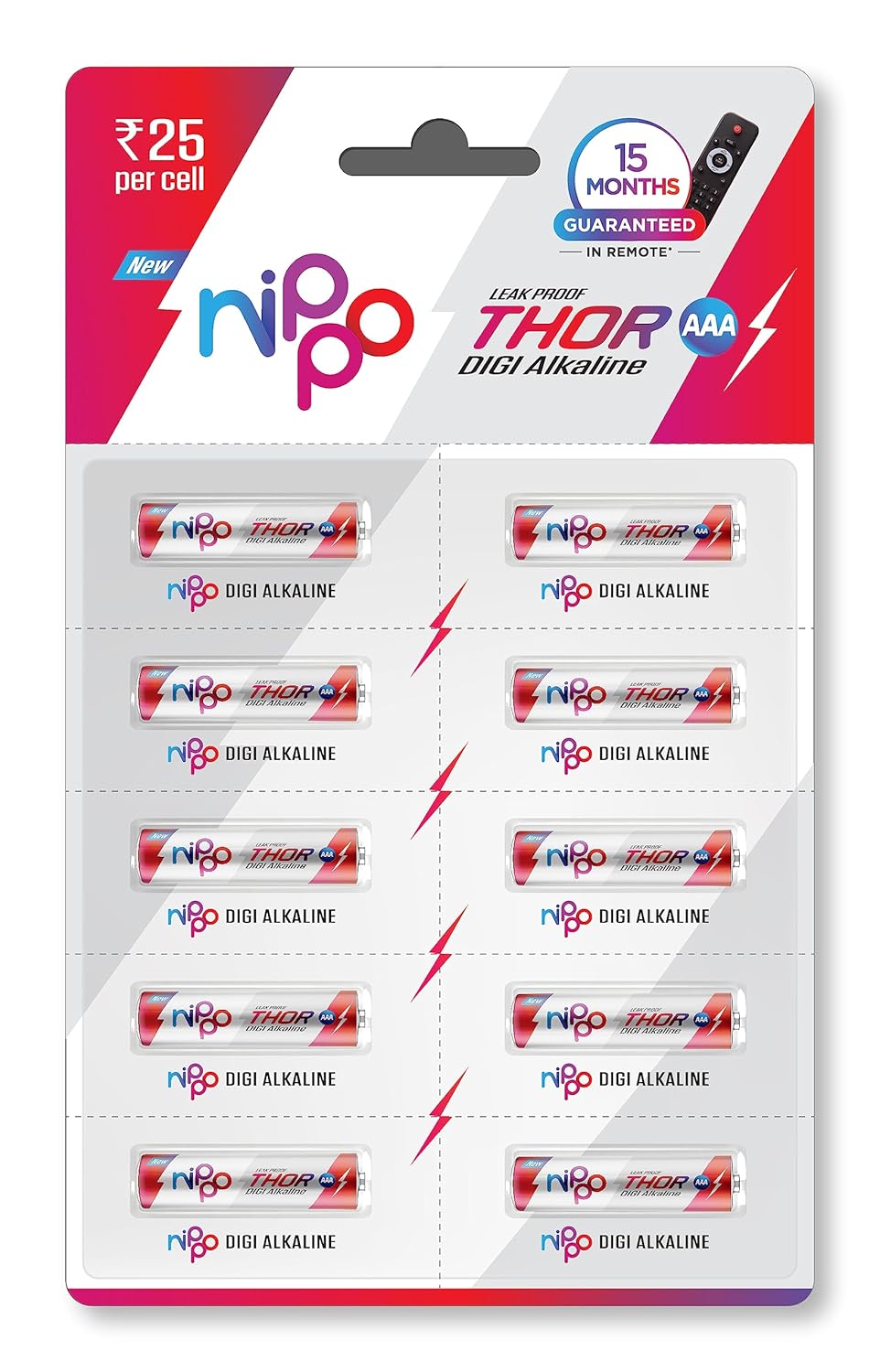 Nippo Thor Leakproof Alkaline AAA Batteries - 10 Pack