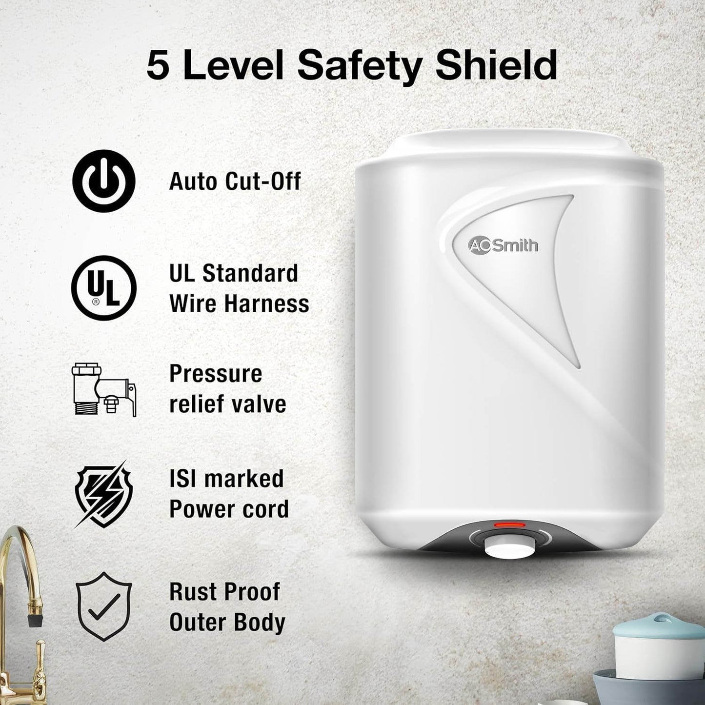 AO Smith 10L 5-Star Vertical Geyser
