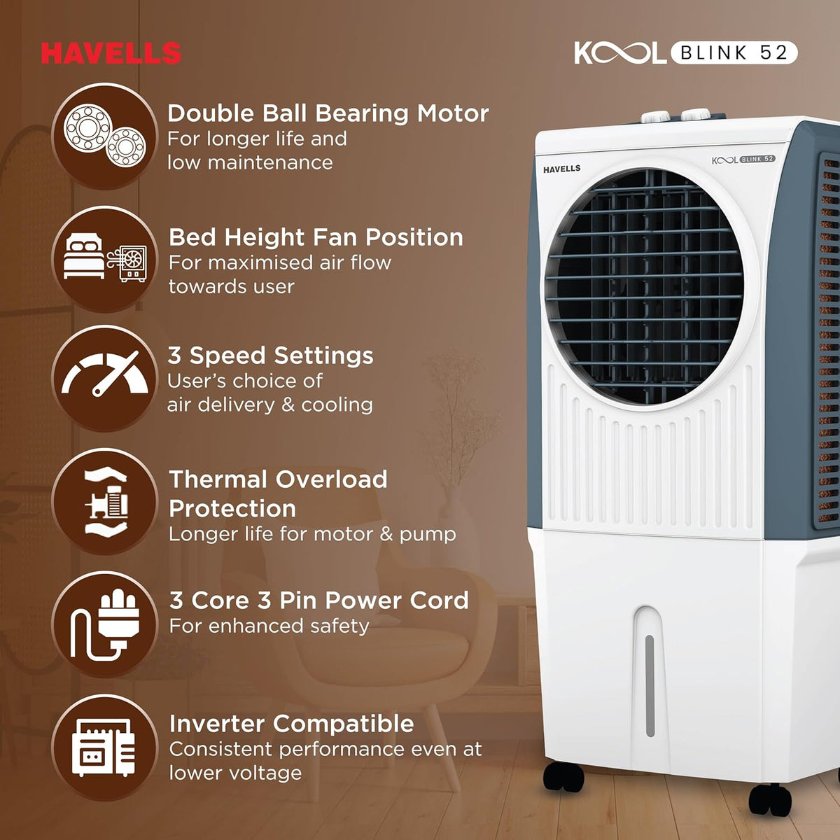Havells KoolBlink 52 L Air Cooler for Room