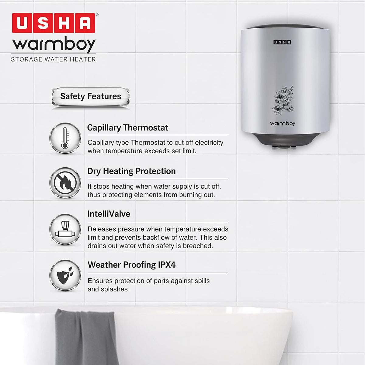 USHA Warmboy 10 Litre Storage Water Heater