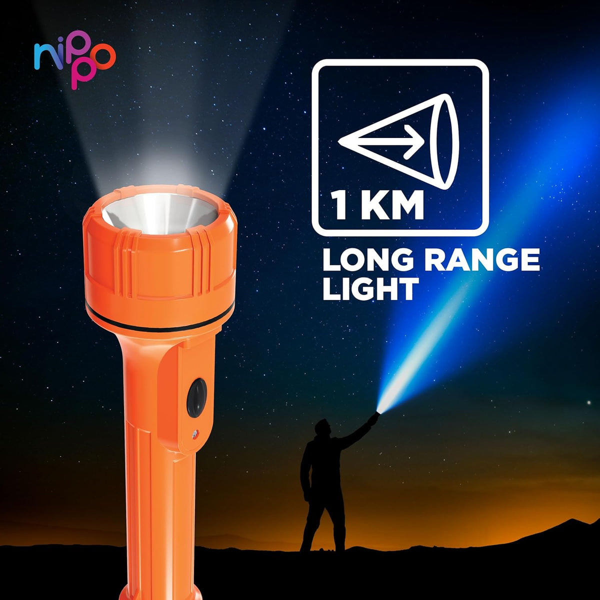 Nippo Beam Lite 3W Li-Ion Rechargeable LED Torch Long Range Torch  Up to 4hrs Back