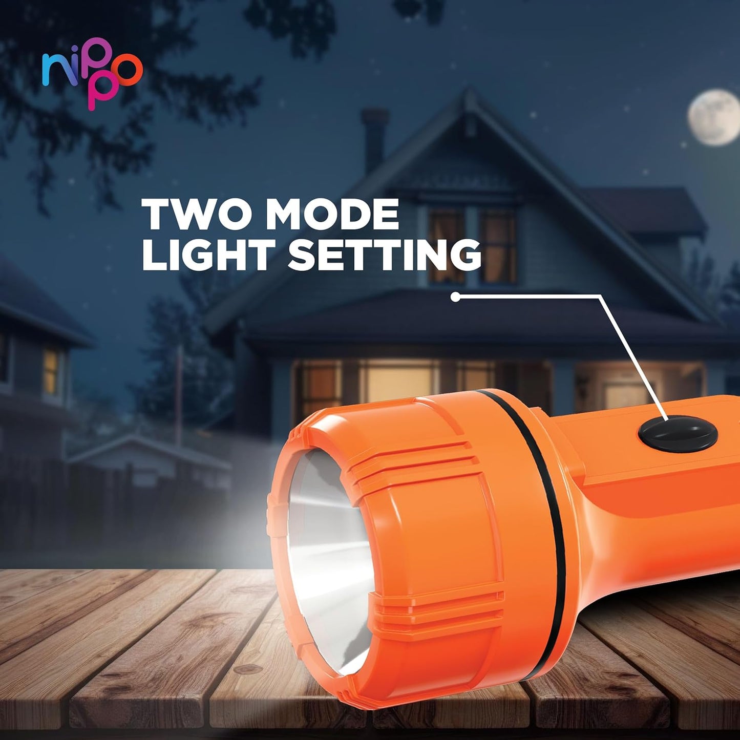 Nippo Beam Lite 3W Li-Ion Rechargeable LED Torch Long Range Torch  Up to 4hrs Back