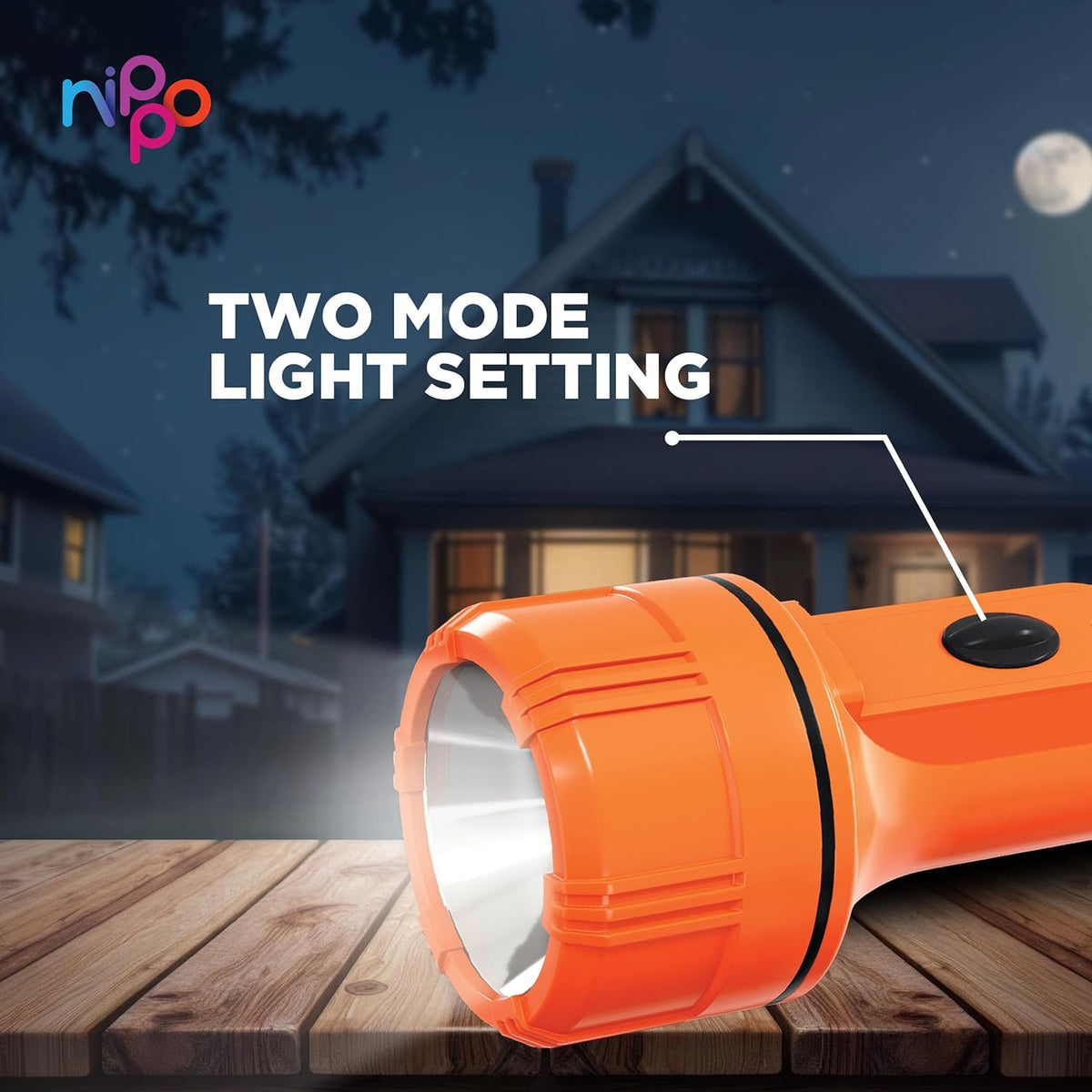 Nippo Beam Lite 3W Li-Ion Rechargeable LED Torch Long Range Torch  Up to 4hrs Back