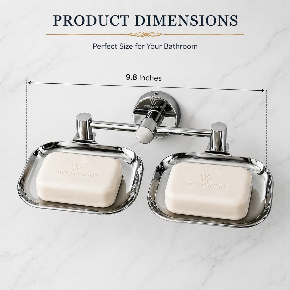 Wellfinish Double Soap Dish Holder | Wall Mounted Stainless Steel Soap Tray | Rust Proof Chrome Finish Bathroom Soap Stand | Soap Holder