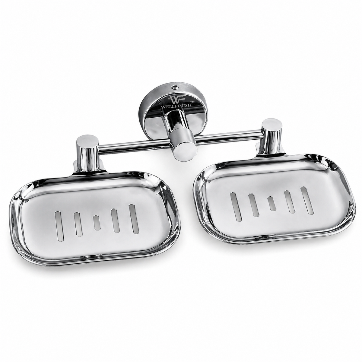 Wellfinish Double Soap Dish Holder | Wall Mounted Stainless Steel Soap Tray | Rust Proof Chrome Finish Bathroom Soap Stand | Soap Holder