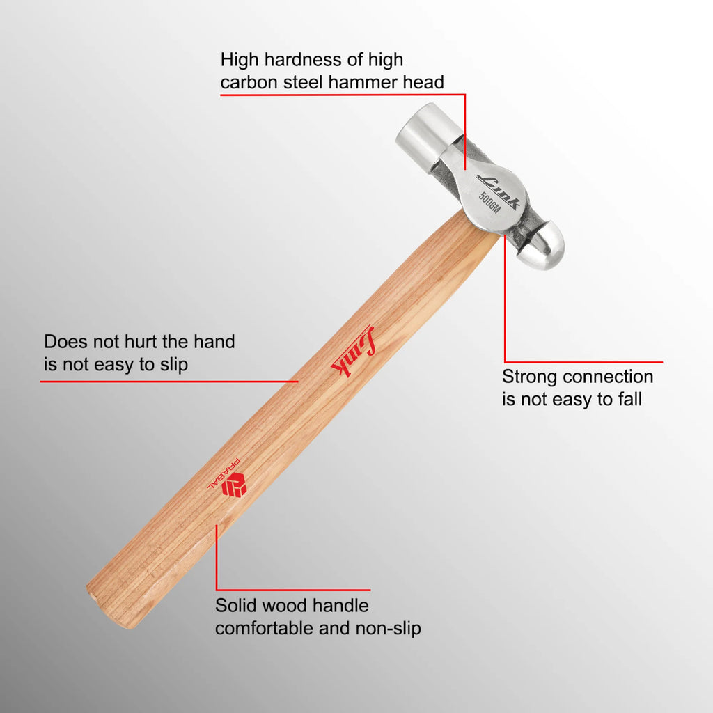 LINK Prabal Ball Pein Hammer 500gm – Drop Forged Steel Hammer with Ashwood Handle