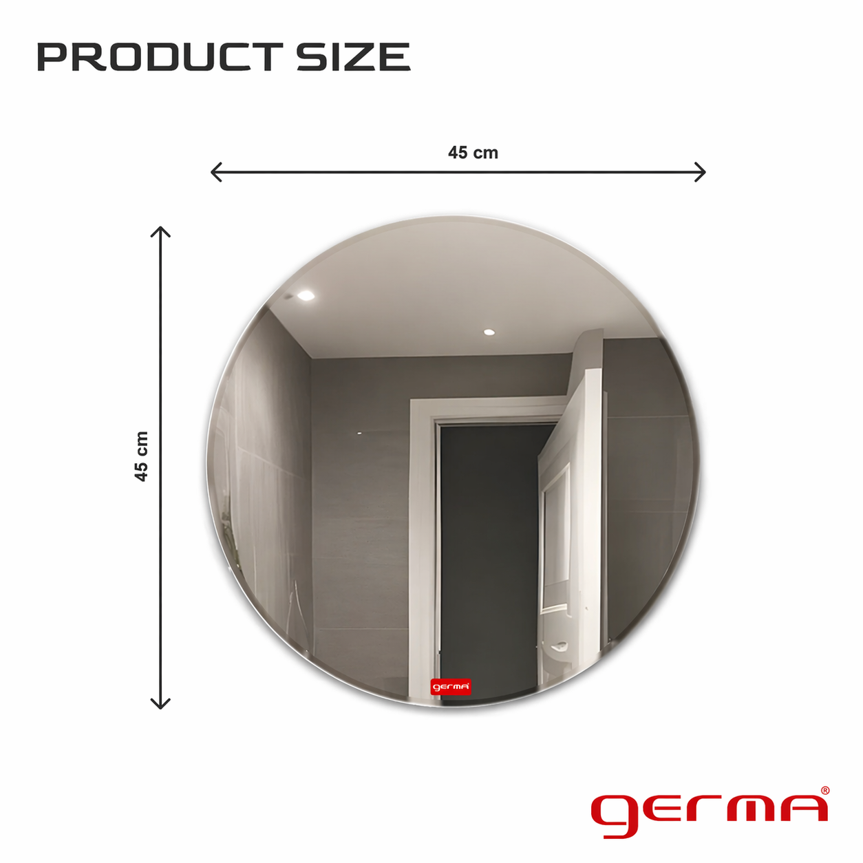Germa Round Frameless Wall Mirror – 5mm HD Glass with Beveled Edges |  Easy Installation
