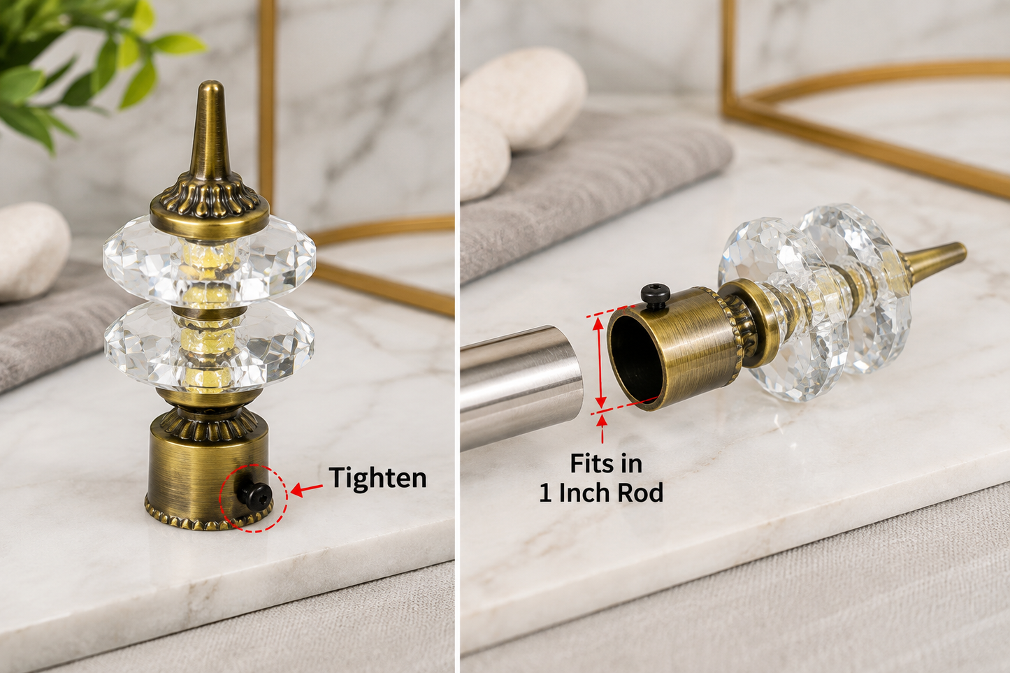 Aluminium Glass Curtain Bracket Set with Mounting Support | Antique Finish