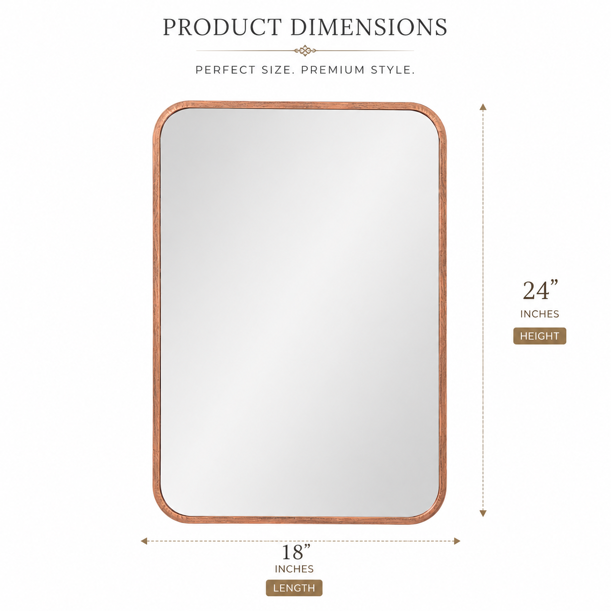 Premium Metal Framed Bathroom Mirror – 18 x 24 Inch