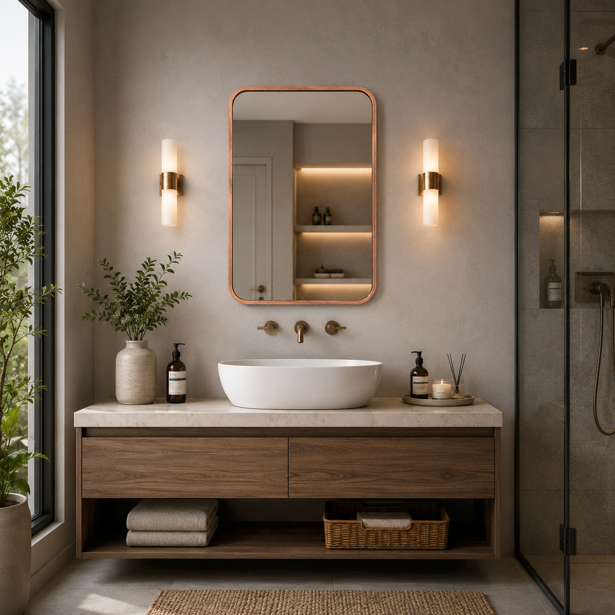 Premium Metal Framed Bathroom Mirror – 18 x 24 Inch