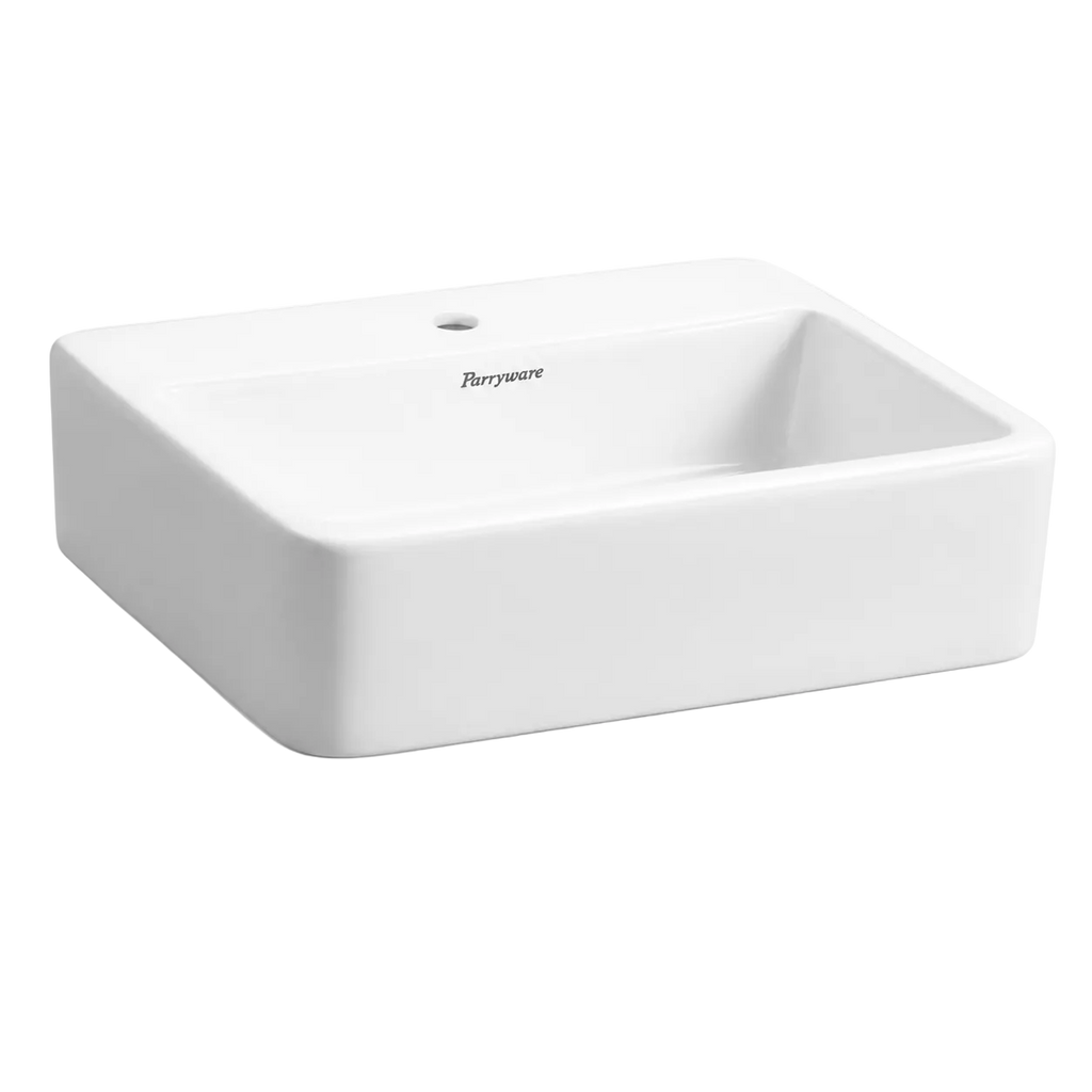 Parryware Atom Plus Premium Wall Hung Wash Basin | 400x300 mm Modern Ceramic Basin | Glossy White Finish