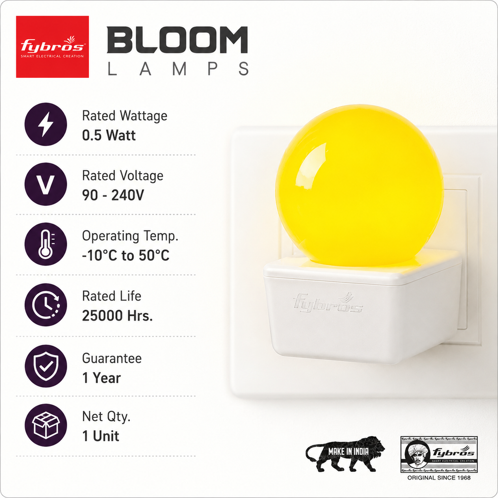 Fybros Bloom 0.5W LED Night Lamp | Plug & Play Decorative Sensor-Free Night Light