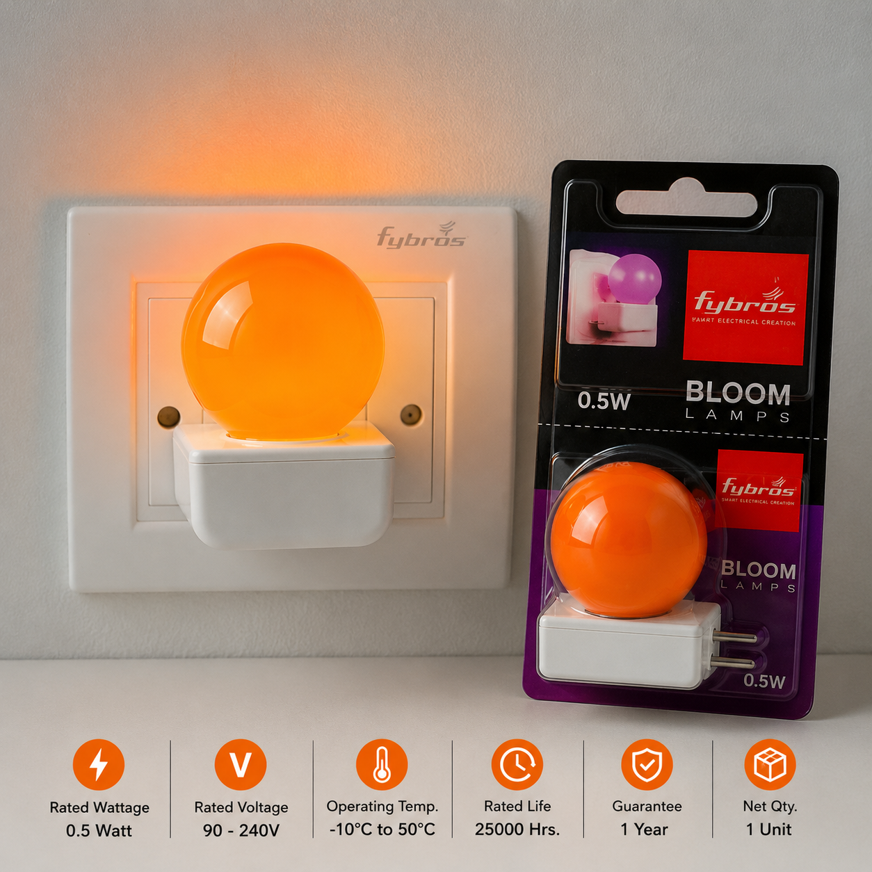 Fybros Bloom 0.5W LED Night Lamp | Plug & Play Decorative Sensor-Free Night Light