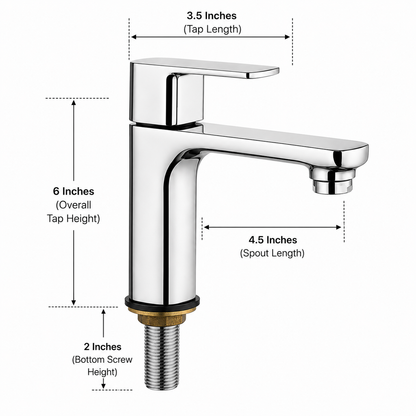 Parryware Pillar Cock Faucet for Wash Basin | Premium Chrome Finish Tap