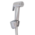 CERA Health Faucet 1 Metre PVC Silver Foil Hose & Wall Hook | Chrome Finish